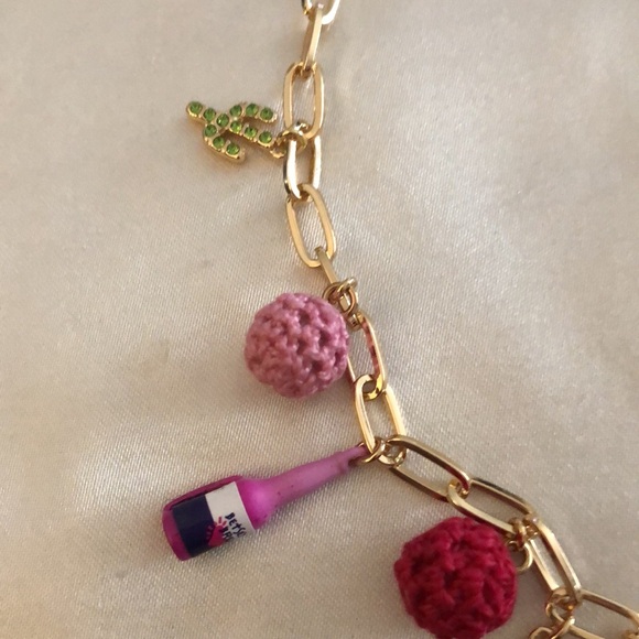 Betsey Johnson Gold Tone Paper Clip Charm Necklace Cactus, Skull, Boot NWT - Picture 6 of 16